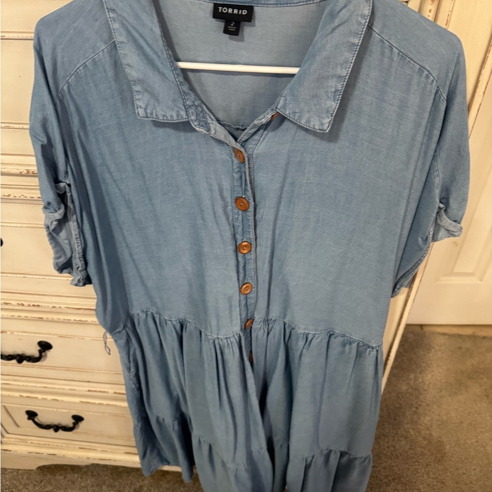 Torrid Blue Button-Up Women's Top